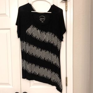 INC Women’s Black Embellished asymmetric top